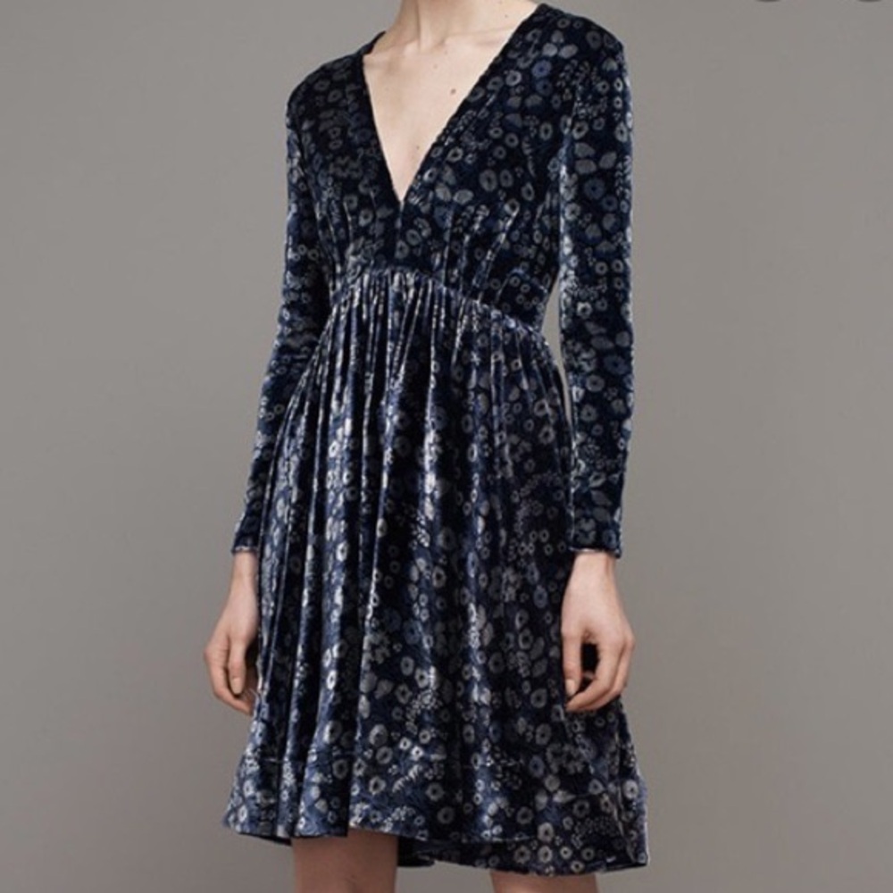 Rebecca Taylor Blue Velvet Floral dress